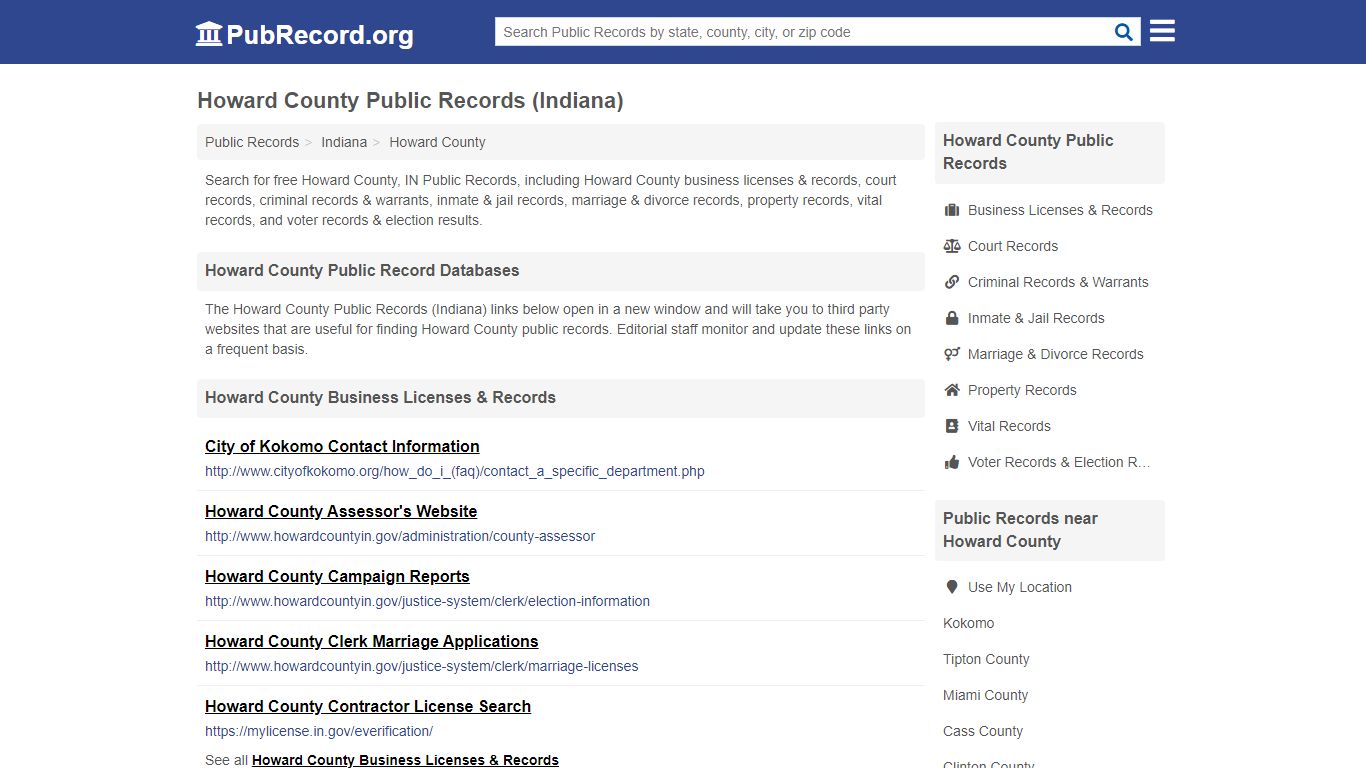 Free Howard County Public Records (Indiana Public Records)